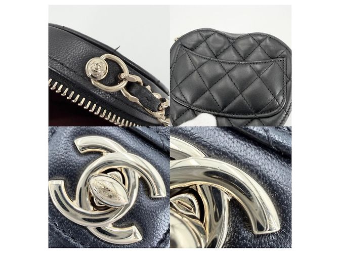 Bolsa de ombro Chanel Matelassé em pele de cordeiro preta Preto - vista 6