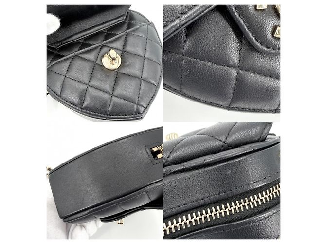 Bolsa de ombro Chanel Matelassé em pele de cordeiro preta Preto - vista 7