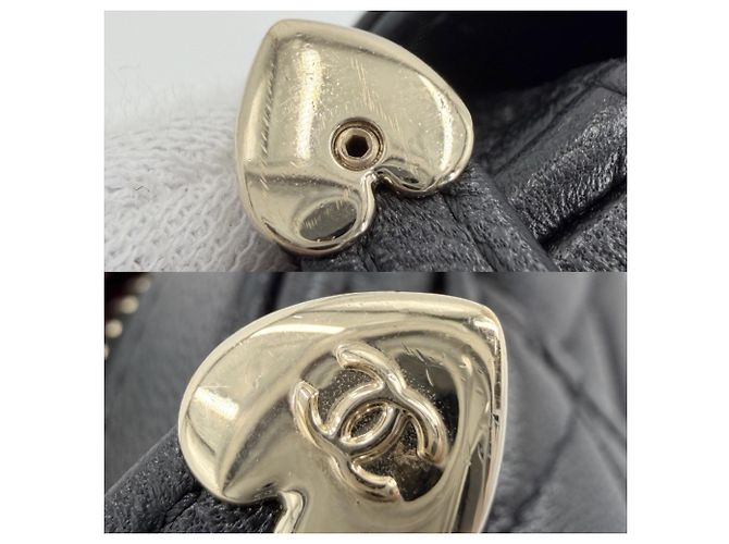 Bolsa de ombro Chanel Matelassé em pele de cordeiro preta Preto - vista 8