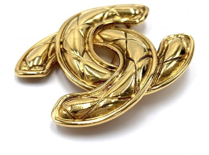 Spilla Chanel Vintage Matelassé Gold D'oro - vista 3