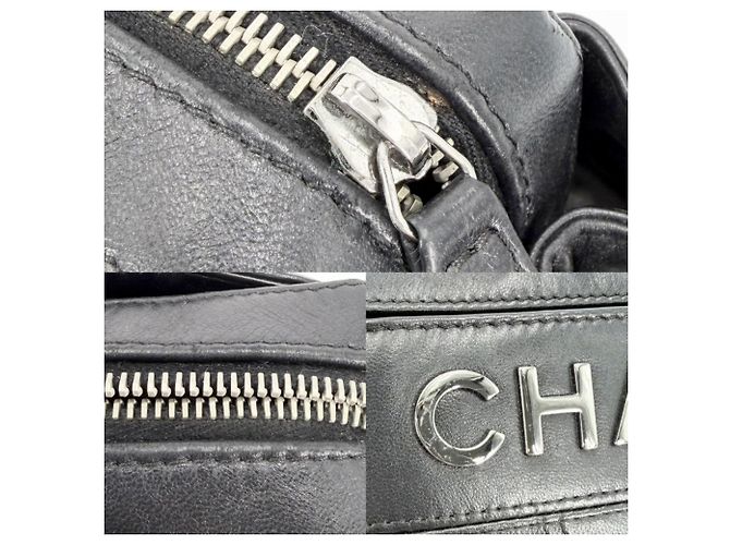 Bowling Borsa a mano Chanel in pelle nera - Design Chocolate Bar Nero - vista 8