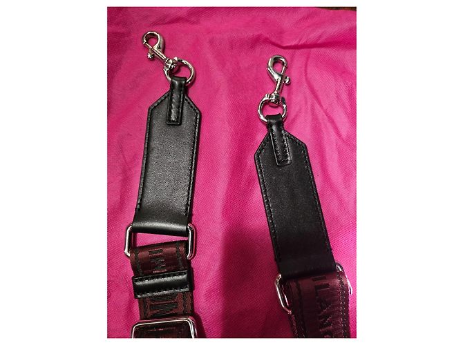 Moschino Milano Monogram Leather and Canvas Shoulder Strap Black Prune - view 3