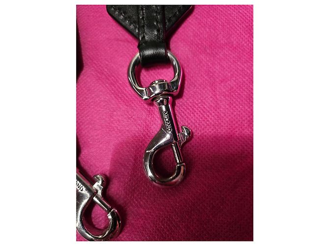 Moschino Milano Monogram Leather and Canvas Shoulder Strap Black Prune - view 5