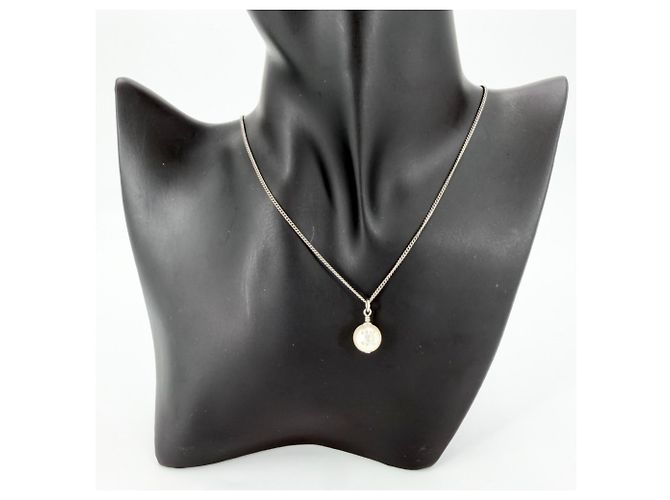 Collana con perle finte e strass Chanel Argento Bianco - vista 3