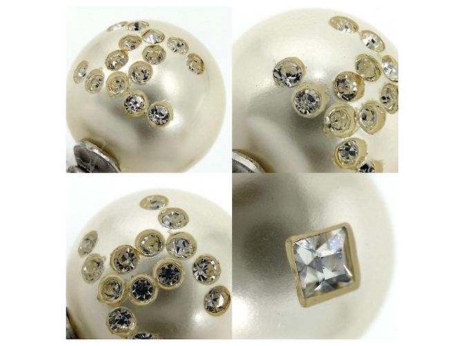 Collana con perle finte e strass Chanel Argento Bianco - vista 6