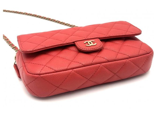 Portafoglio con catena Matelassé Chanel da donna Rosso - vista 3