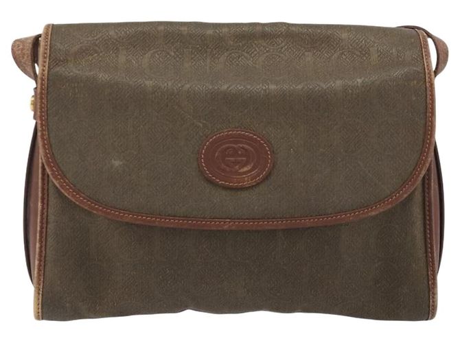 Borsa a tracolla GUCCI in tela PVC beige e oro Auth ep15035 D'oro - vista 13