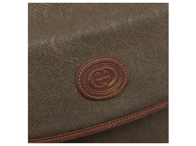 Borsa a tracolla GUCCI in tela PVC beige e oro Auth ep15035 D'oro - vista 17