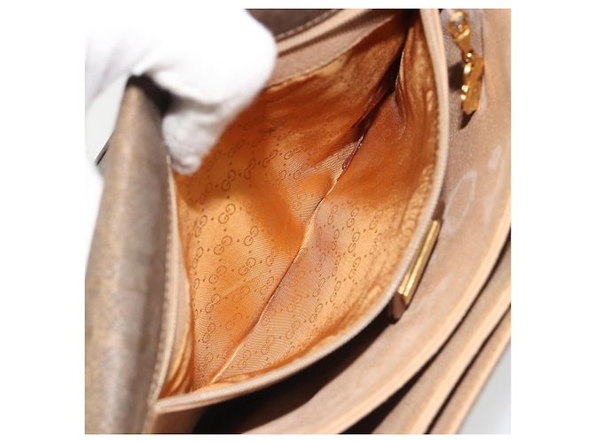 Borsa a tracolla GUCCI in tela PVC beige e oro Auth ep15035 D'oro - vista 23
