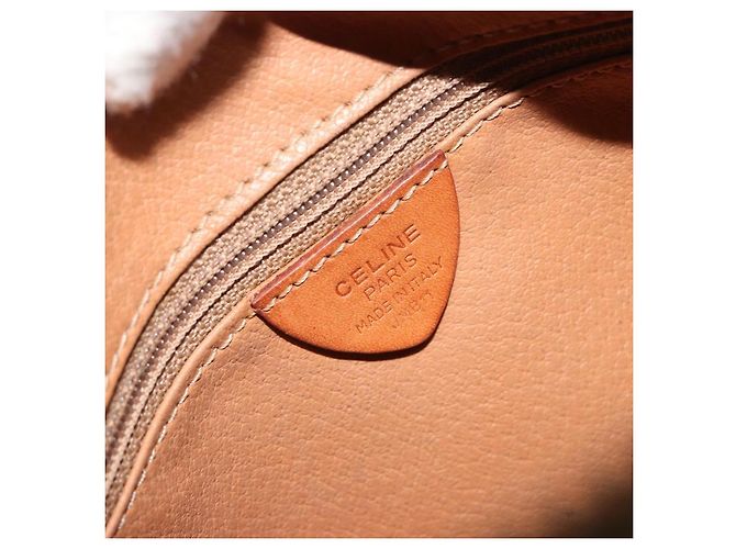 Céline Borsa a Spalla CELINE Macadam Canvas PVC Pelle Marrone Oro Auth 187894 D'oro - vista 12