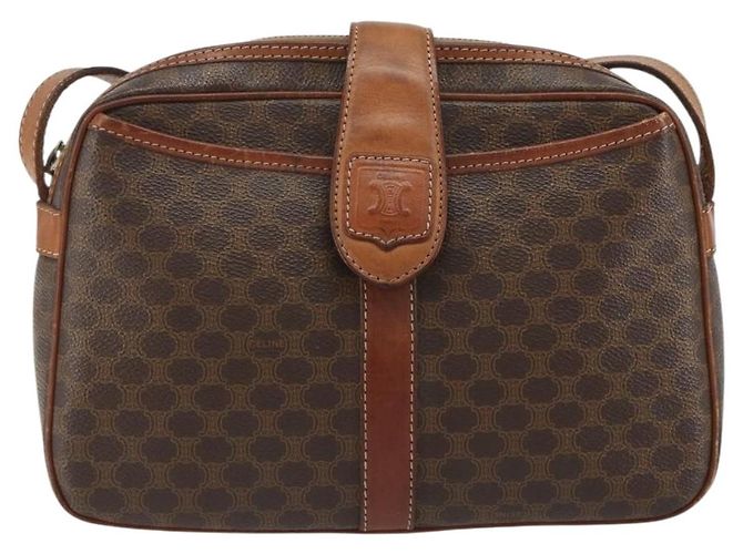Céline Borsa a Spalla CELINE Macadam Canvas PVC Pelle Marrone Oro Auth 187894 D'oro - vista 13