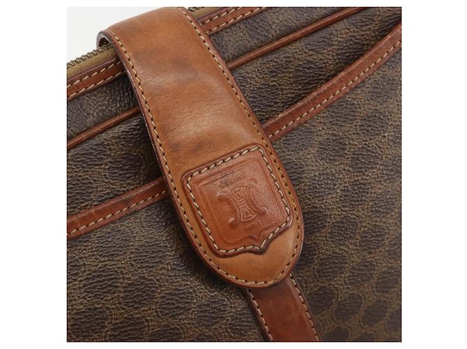 Céline Borsa a Spalla CELINE Macadam Canvas PVC Pelle Marrone Oro Auth 187894 D'oro - vista 18