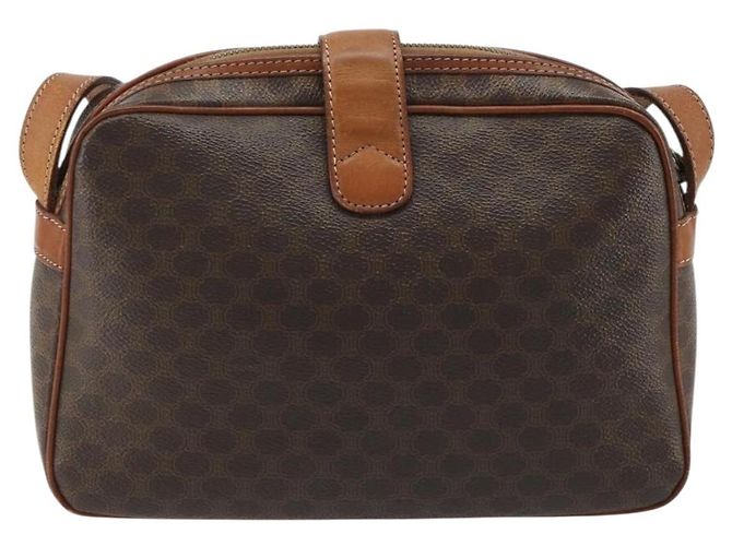 Céline Borsa a Spalla CELINE Macadam Canvas PVC Pelle Marrone Oro Auth 187894 D'oro - vista 2
