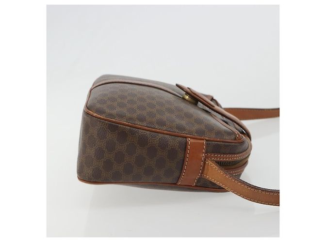 Céline Borsa a Spalla CELINE Macadam Canvas PVC Pelle Marrone Oro Auth 187894 D'oro - vista 3