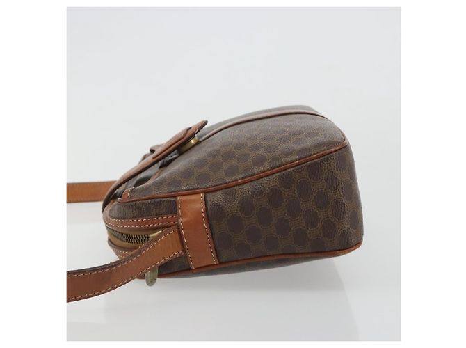 Céline Borsa a Spalla CELINE Macadam Canvas PVC Pelle Marrone Oro Auth 187894 D'oro - vista 4