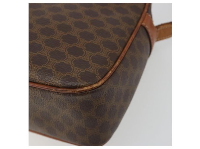Céline Borsa a Spalla CELINE Macadam Canvas PVC Pelle Marrone Oro Auth 187894 D'oro - vista 8