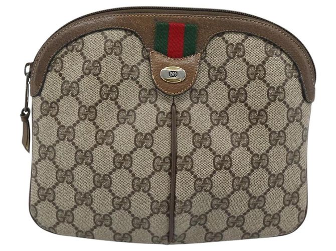 Borsa a Spalla GUCCI GG Supreme Web Sherry Line PVC Beige 904 02 047 Auth BA13710 - vista 13