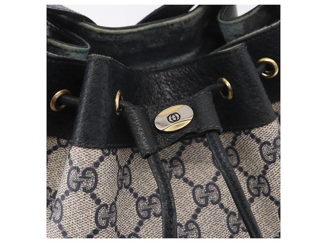 Bolsa de Ombro GUCCI GG Supreme Sherry Line PVC Azul Marinho Ouro 41 02 034 Auth 189963 Dourado - vista 17