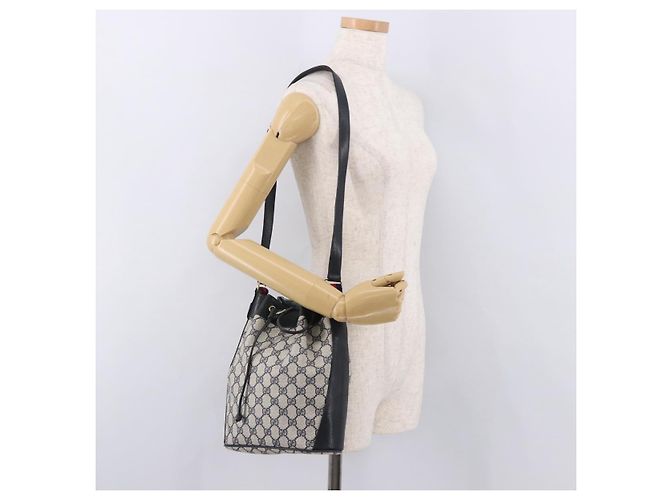 Bolsa de Ombro GUCCI GG Supreme Sherry Line PVC Azul Marinho Ouro 41 02 034 Auth 189963 Dourado - vista 22