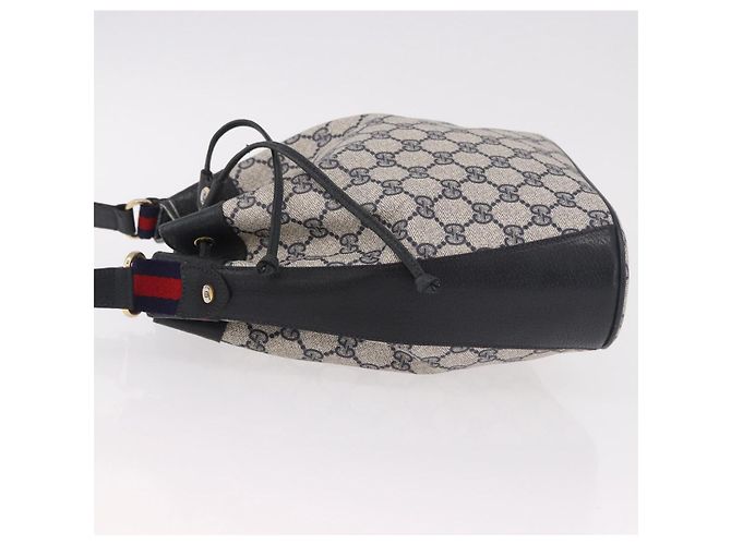 Bolsa de Ombro GUCCI GG Supreme Sherry Line PVC Azul Marinho Ouro 41 02 034 Auth 189963 Dourado - vista 4