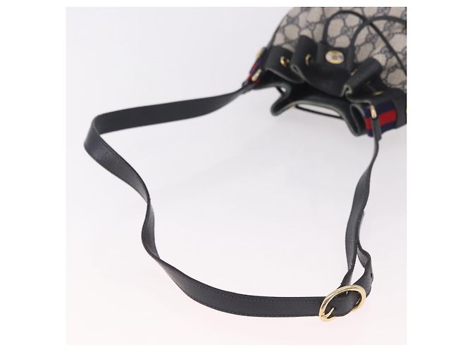 Bolsa de Ombro GUCCI GG Supreme Sherry Line PVC Azul Marinho Ouro 41 02 034 Auth 189963 Dourado - vista 7