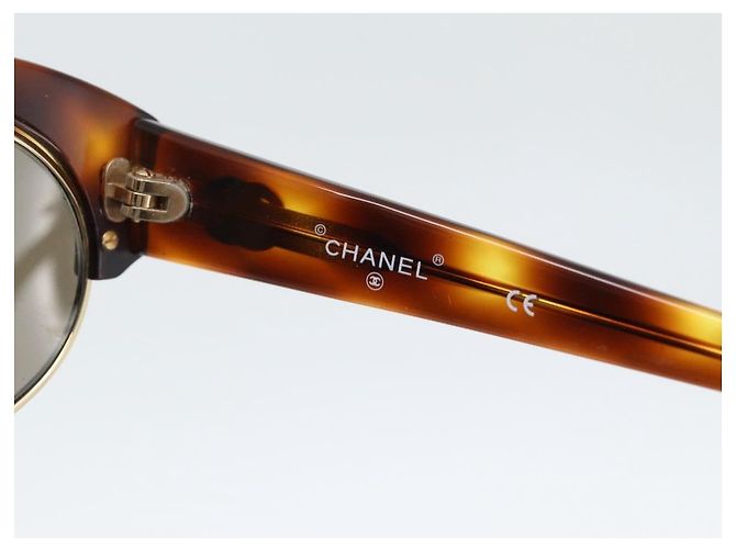 Gafas de sol CHANEL COCO Mark de plástico Marrón Oro CC Auth 189997M Castaño Dorado - vista 10