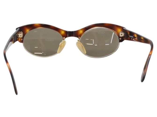 Gafas de sol CHANEL COCO Mark de plástico Marrón Oro CC Auth 189997M Castaño Dorado - vista 2