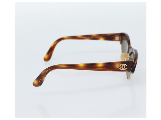 Gafas de sol CHANEL COCO Mark de plástico Marrón Oro CC Auth 189997M Castaño Dorado - vista 3