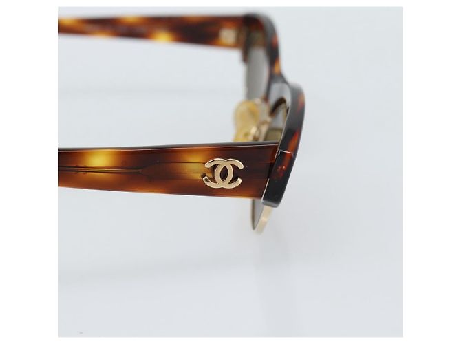 Gafas de sol CHANEL COCO Mark de plástico Marrón Oro CC Auth 189997M Castaño Dorado - vista 4