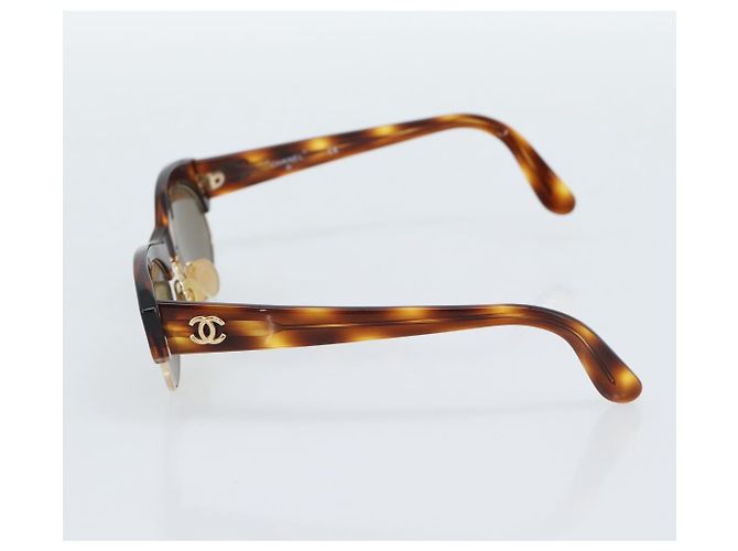 Gafas de sol CHANEL COCO Mark de plástico Marrón Oro CC Auth 189997M Castaño Dorado - vista 5