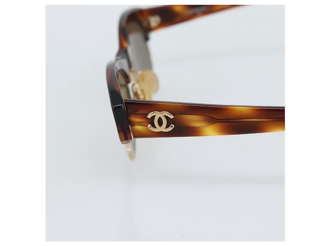 Gafas de sol CHANEL COCO Mark de plástico Marrón Oro CC Auth 189997M Castaño Dorado - vista 6