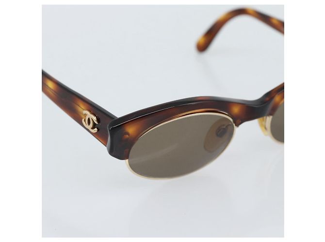 Gafas de sol CHANEL COCO Mark de plástico Marrón Oro CC Auth 189997M Castaño Dorado - vista 7