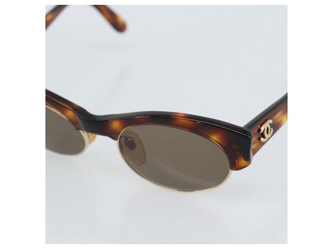 Gafas de sol CHANEL COCO Mark de plástico Marrón Oro CC Auth 189997M Castaño Dorado - vista 8