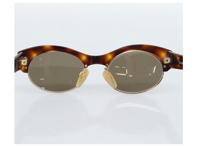 Gafas de sol CHANEL COCO Mark de plástico Marrón Oro CC Auth 189997M Castaño Dorado - vista 9