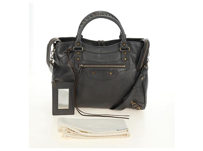BALENCIAGA Borsa Classic Vero in Pelle Grigia 235216 Auth 189775SM - vista 12