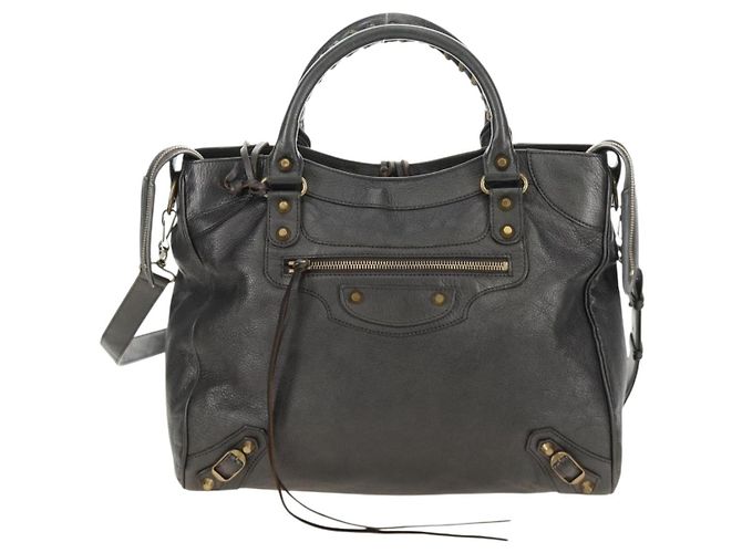 BALENCIAGA Borsa Classic Vero in Pelle Grigia 235216 Auth 189775SM - vista 13