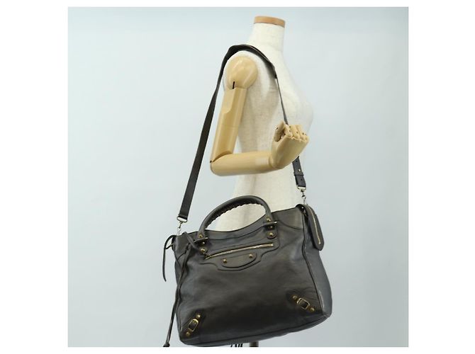 BALENCIAGA Borsa Classic Vero in Pelle Grigia 235216 Auth 189775SM - vista 30