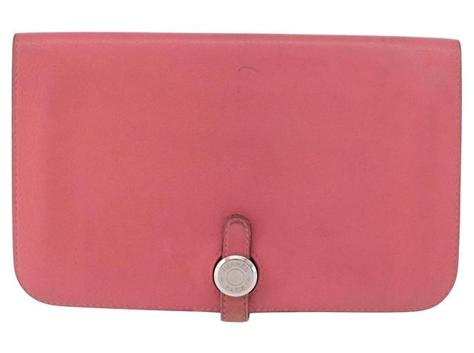 Hermès HERMES Dogon GM Long Wallet Leather Pink Silver Auth bs35743 Argento Rosa - vista 13