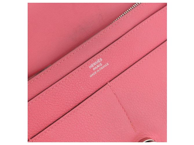 Hermès HERMES Dogon GM Long Wallet Leather Pink Silver Auth bs35743 Argento Rosa - vista 17
