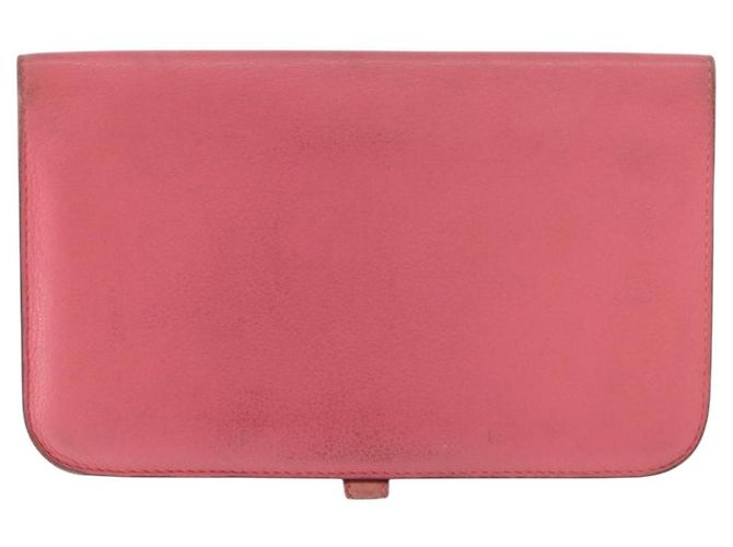 Hermès HERMES Dogon GM Long Wallet Leather Pink Silver Auth bs35743 Argento Rosa - vista 2