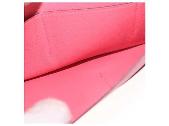 Hermès HERMES Dogon GM Long Wallet Leather Pink Silver Auth bs35743 Argento Rosa - vista 20