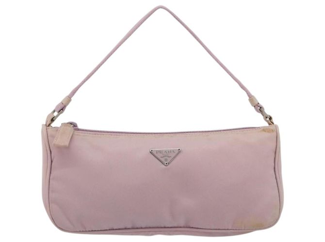 PRADA Accessory Pouch Nylon Pink Silver Auth 189497 Silvery - view 13