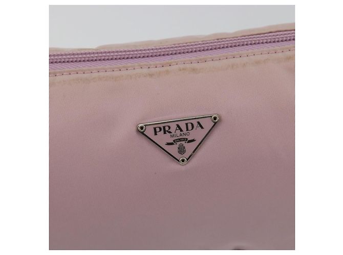 PRADA Accessory Pouch Nylon Pink Silver Auth 189497 Silvery - view 18