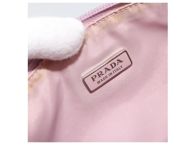 PRADA Accessory Pouch Nylon Pink Silver Auth 189497 Silvery - view 19