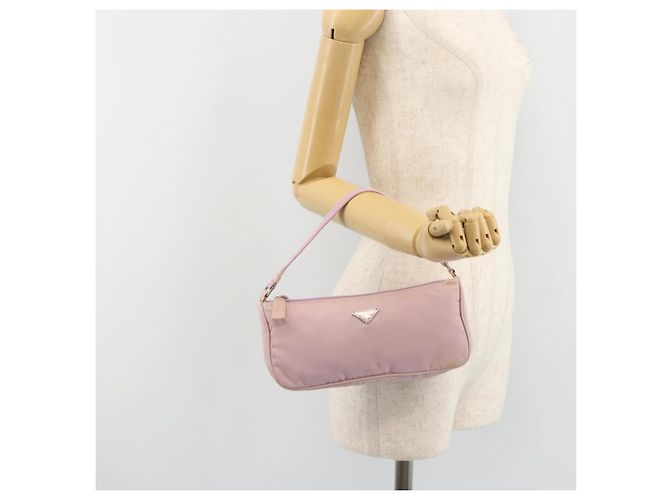 PRADA Accessory Pouch Nylon Pink Silver Auth 189497 Silvery - view 22