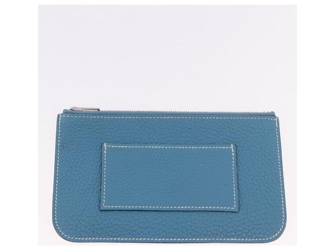 Hermès Portafoglio HERMES Dogon GM in pelle Togo Blu Argento Auth 190177M - vista 10