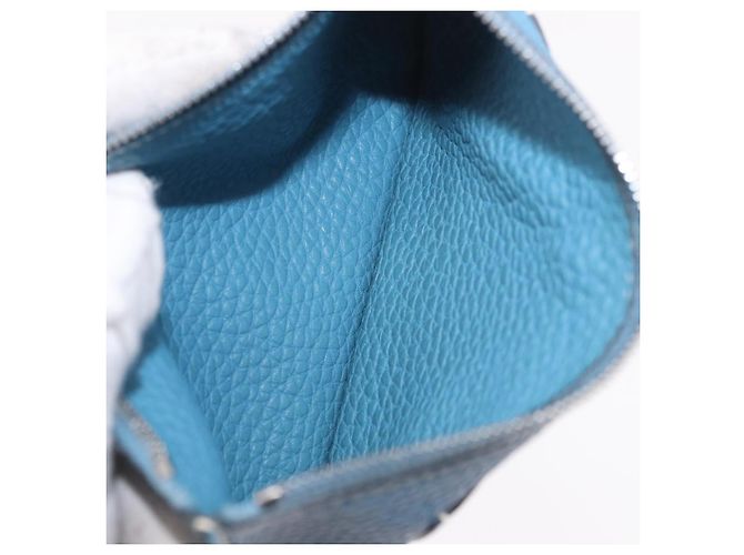 Hermès Portafoglio HERMES Dogon GM in pelle Togo Blu Argento Auth 190177M - vista 11