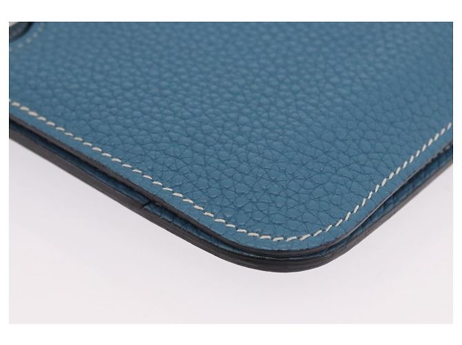 Hermès Portafoglio HERMES Dogon GM in pelle Togo Blu Argento Auth 190177M - vista 14