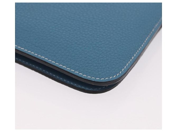Hermès Portafoglio HERMES Dogon GM in pelle Togo Blu Argento Auth 190177M - vista 15