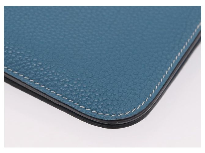 Hermès Portafoglio HERMES Dogon GM in pelle Togo Blu Argento Auth 190177M - vista 16